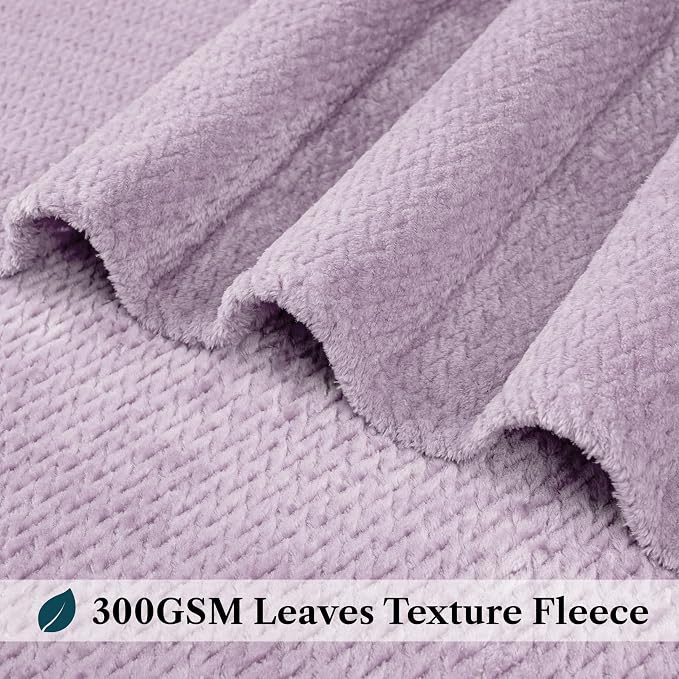 PAVILIA Soft Fleece Lavender Lilac Throw Blanket for Couch, Lightweight Plush Warm Blankets for Bed, Fuzzy Cozy Flannel Blanket Throw for Sofa, Travel, Jacquard Pattern, Light Purple, Twin, 60x80 inch
