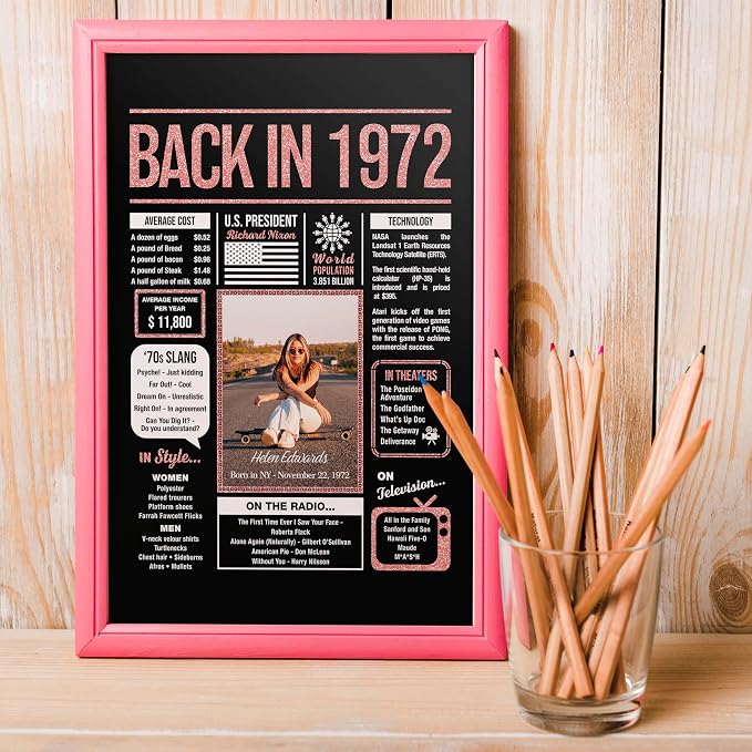 Happy 53rd Birthday Decorations For Women - Personalized 53 Year Old Gifts for Her, 53 Birthday Decorations Rose Gold, 53 Yr Old Bday Decor, Party Supplies, Back In Poster, Female Birthday Presents
