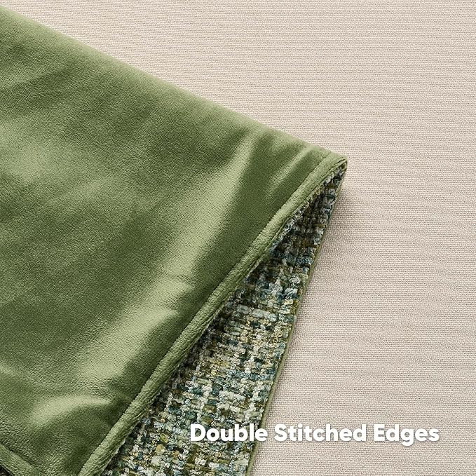 FUTEI Pack of 2 Chenille Tweed Vintage Throw Pillow Covers 16x16 Inch Soft Decorative Cushion Case Modern Farmhouse Accent for Couch Bed Living Room, Dark Green