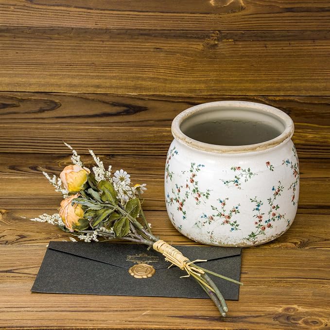 Dosayes Vintage Plant Pot,6.29 inch Ceramic Flower Pot with Drainage
