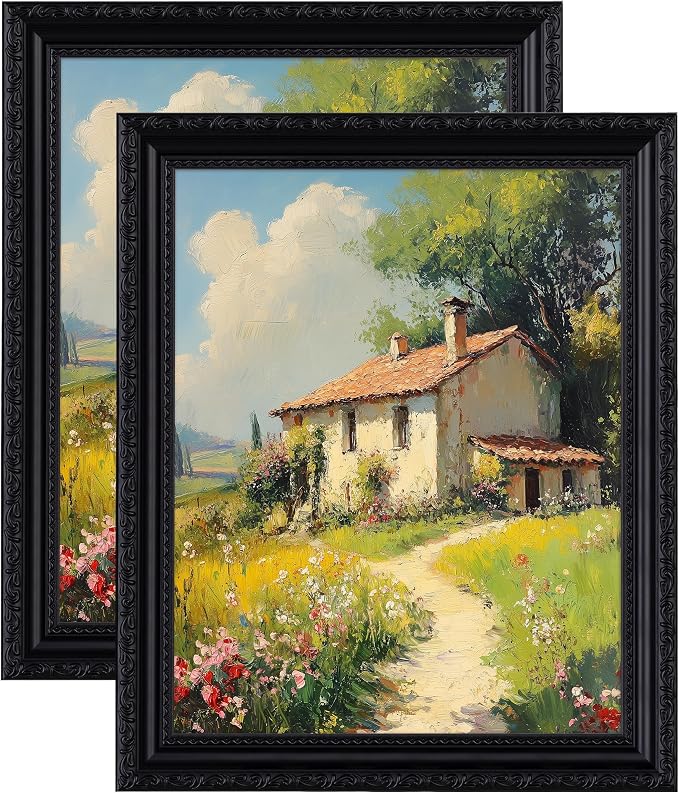 eletecpro 8x10 Vintage Picture Frame, Glass Cover, Black, 2-Pack