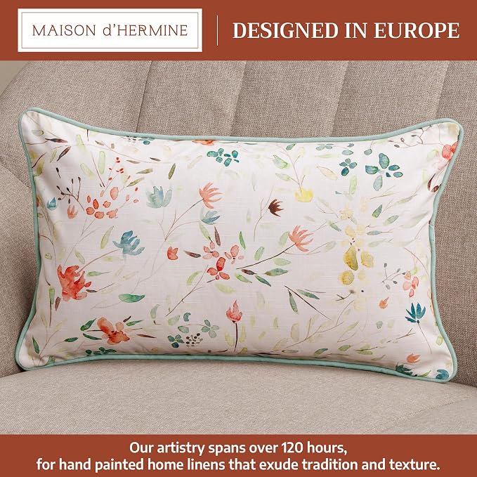 Maison d' Hermine Throw Pillow Covers 100% Cotton (12" x 20" - Pack of 1)