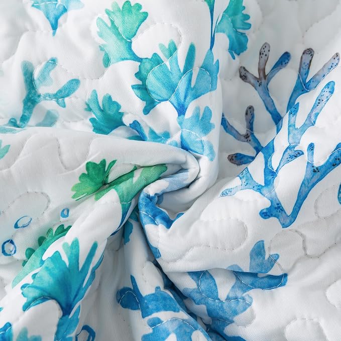 NEWLAKE Quilt Bedspread Sets - West Coastal Pattern Reversible Coverlet Set, King Size