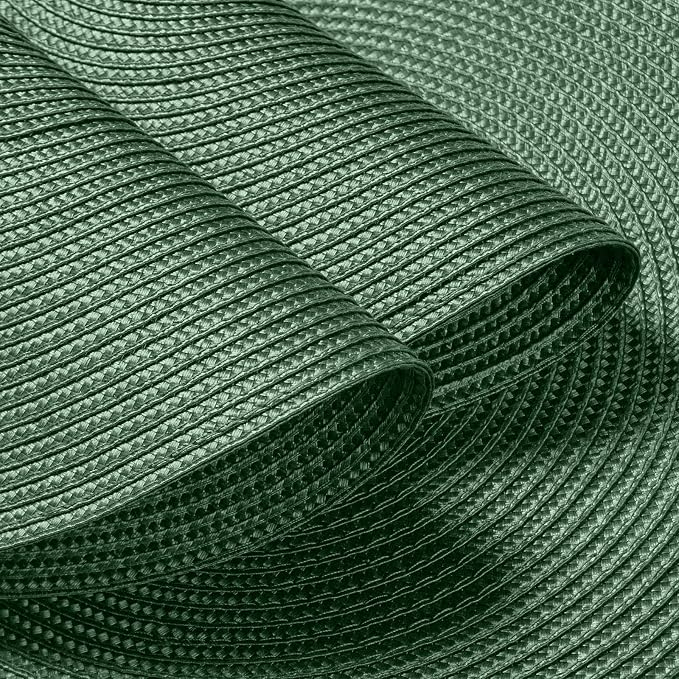 FunWheat Round Braided Placemats Set of 6 Table Mats for Dining Tables Woven Washable Non-Slip Place mats 15 inch (Olive, 6pcs)