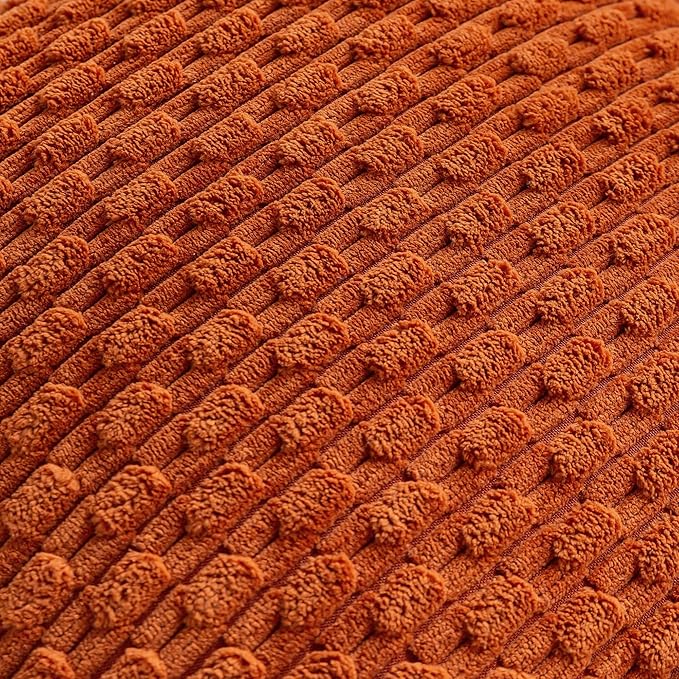 Set of 4 Burnt Orange Decorative Throw Pillow Covers 18x18 Inch Corduroy Pillow Covers for Bed Couch Sofa Living Room Soft Square Cushion Cases