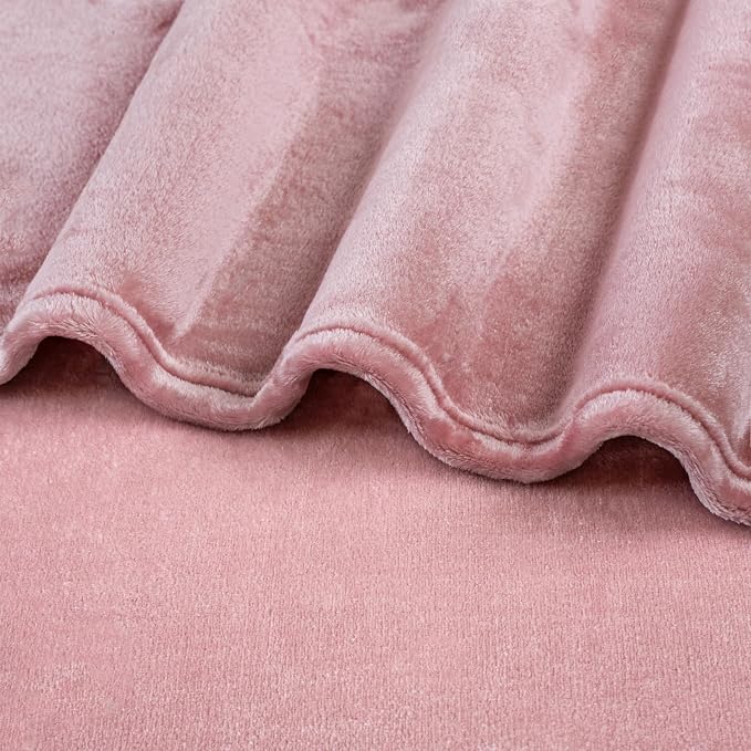 PAVILIA Blush Pink Fleece Throw Blanket for Couch Twin Size, Pink Super Soft Fuzzy Flannel Throw for Sofa, Luxury Plush Microfiber Blanket Twin Bed, Home Decorative Velvet Gift Blanket, 60x80