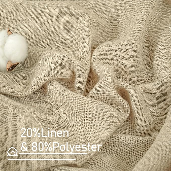 Semi Sheer Linen Curtains 96 inches Long 2 Panels Set, 52 x 96 Inch | Light Filtering, Faux Linen, Soft Thick, Floor to Ceiling Curtains for Bedroom, Living Room, Rod Pocket Back Tab, Linen