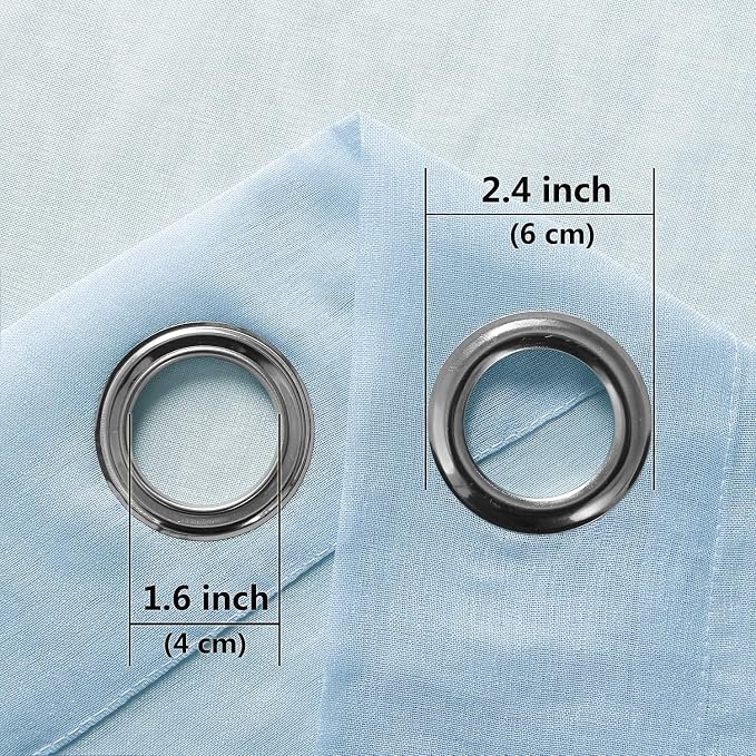 DWCN Sky Blue Faux Linen Sheer Curtains - Grommet Voile Semi Window Curtain Drapes for Bedroom Living Room 52 x 90 inches Long, Set of 2