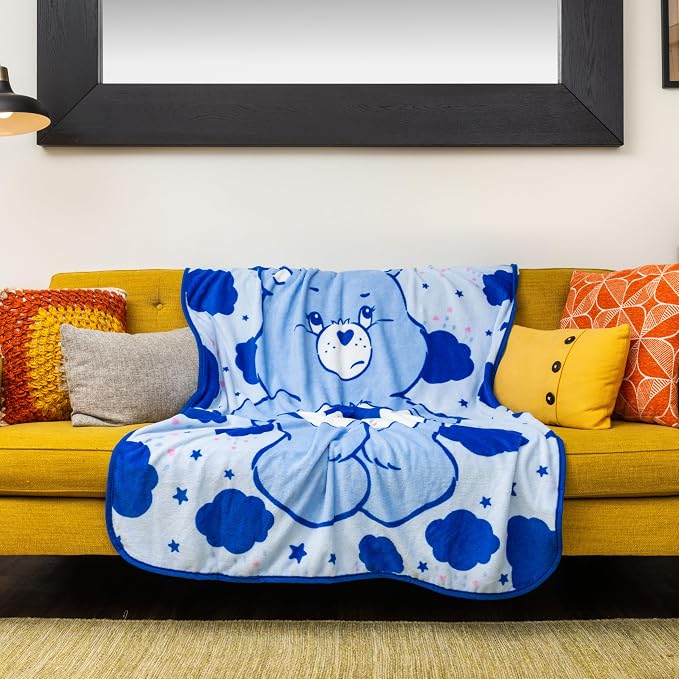 Silver Buffalo Care Bears Grumpy Bear 45" x 60" Fleece Throw, Soft and Cozy Blanket, 185 GSM