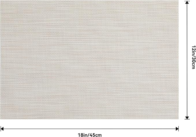 Leetaltree Beige White Placemats Set of 24 - Heat Resistant Non-Slip Place mats for Dining Table, Washable Durable PVC Vinyl Woven Table Mats(Beige White, 24)