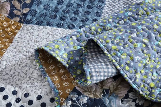 Travan 3-Piece King Bedspread Quilt Sets Patchwork Floral Oversized Reversible Soft Quilted Bedding Coverlet Set for All Seasons, King Size