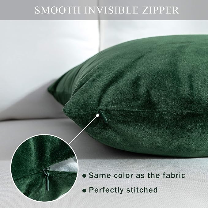 Stellhome Pack of 2 Throw Pillow Covers Rectangle Super Soft Solid Velvet Pillowcase for Bed Couch Sofa Bench, 12 x 20 inch (30 x 50 cm), Olive