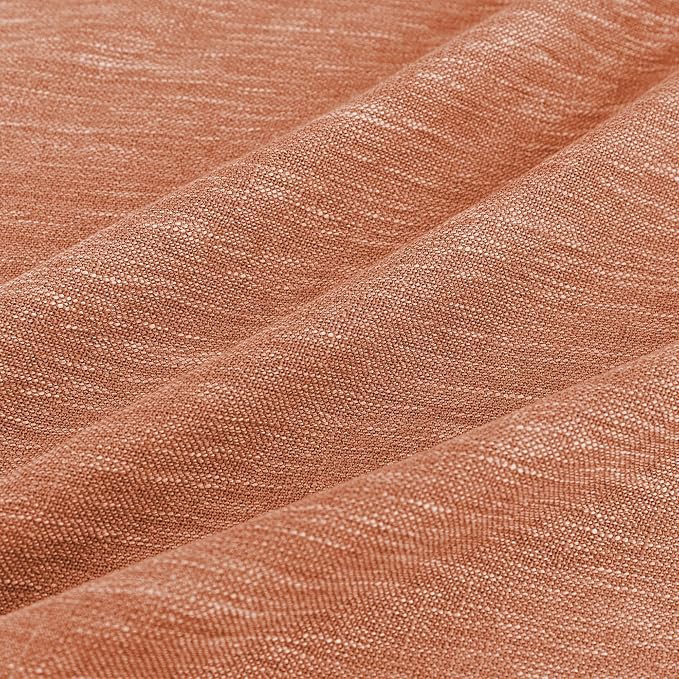 MYSKY HOME Floor Length Burnt Orange Curtains 95 Inch Long Panels, Boho Curtains Farmhouse for Living Room Sliding Glass Door, Rod Pocket Linen Look Texture Light Filtering, 50" x 95", Orange, Pack-2