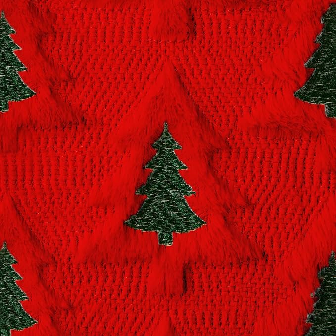 Allorry Christmas Pillow Covers 20x20 Set of 2 Red Green Double Xmas Tree Pillow Covers Soft Plush Faux Fur Christmas Decorations for Xmas Winter Holiday Home Bedroom Sofa Cushion Cases PT-008E20