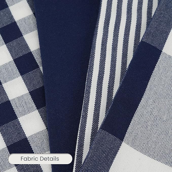 Rectangle Navy Blue Striped Plaid Outdoor Lumbar Decor Pillow Covers 12x20 | Farmhouse Blue and White Decor Coastal Pillow Covers 20x12 Set of 4, Neutral Navy Blue Throw Pillows For Couch Sofa Patio