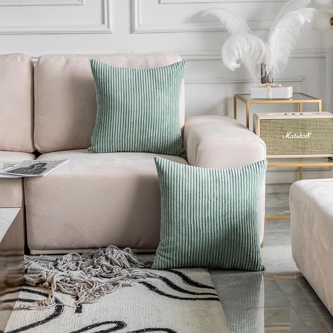 Home Brilliant Sage Pillow Covers 16x16 Sofa Couch Green Pillow Covers Square Throw Pillows for Bedroom Couch Sofa Decor, 40x40 cm, Iceburg Green