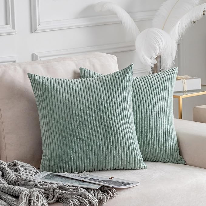 Home Brilliant Sage Pillow Covers 16x16 Sofa Couch Green Pillow Covers Square Throw Pillows for Bedroom Couch Sofa Decor, 40x40 cm, Iceburg Green