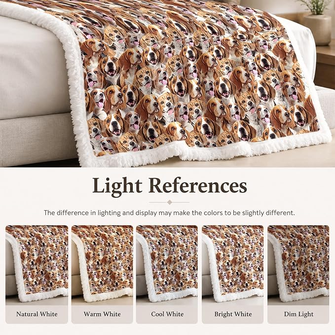 BlessLiving Throw Blanket, Brown Dog Animal Gift, 50x60 in | sherpa fleece fabric, Beagle Dense Pet Blankets Puppy Lovers print, for couch or sofa, pet lovers, easy machine care