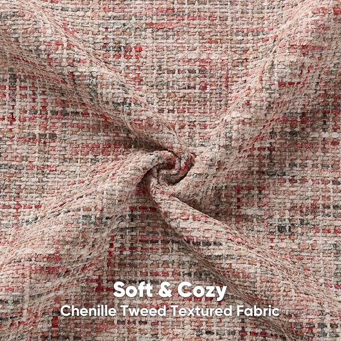 HAUSSY Pack of 2 Chenille Tweed Throw Pillow Covers 20x20 Inch, Blush