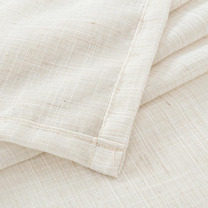 BGment Linen Curtains 42X40 Inch Length for Kitchen Window Semi Sheer | Rod Pocket Drapes Natural Light Filtering for Bedroom Bathroom Lightweight Rustic, 2 Panels Set