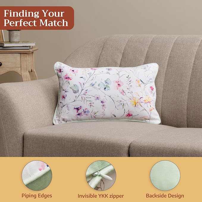 Maison d' Hermine Throw Pillow Covers 100% Cotton (12" x 20" - Pack of 1)