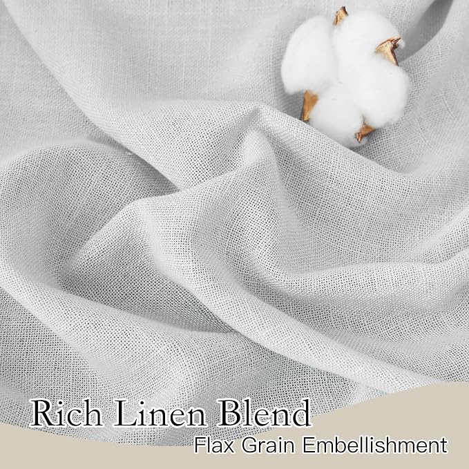 RYB HOME Linen Semi Sheer Curtains for Living Room, Light Filtering Half Privacy Window Curtains & Drapes for Bedroom, 2 Panels, Dove Green, 70" W x 108" L