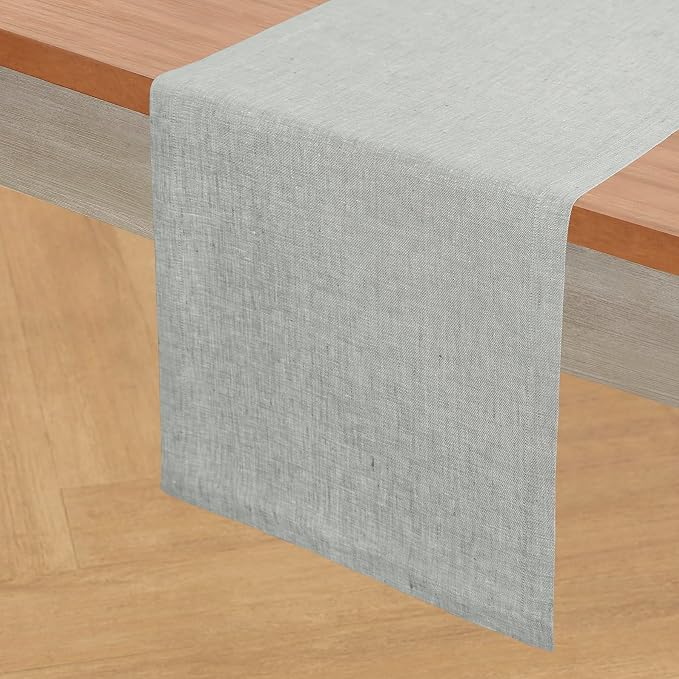 Solino Home 100% Pure Linen Table Runner Chambray Grey, Athena 14 x 72 in | a graceful centrepiece for dining and gatherings, European flax fibres, mellows with every wash, soft, OEKO-TEX Certified