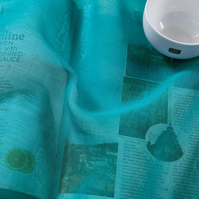 DWCN Turquoise Faux Linen Sheer Curtains - Grommet Top Voile Window Short Sheer Curtains Drapes for Bedroom Living Room 46 x 45 inch Length, Set of 2