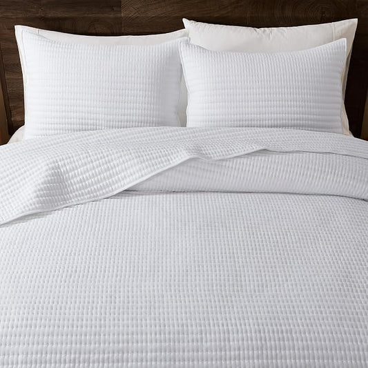 WDCOZY California King Size Quilt Set, 3 Pieces 118x106 inches, White | Oversized Cal King Bedspread, Channel Lightweight Farmhouse Coverlet, Thin Bedding Comforter for All Season, 2 Pillow Shams