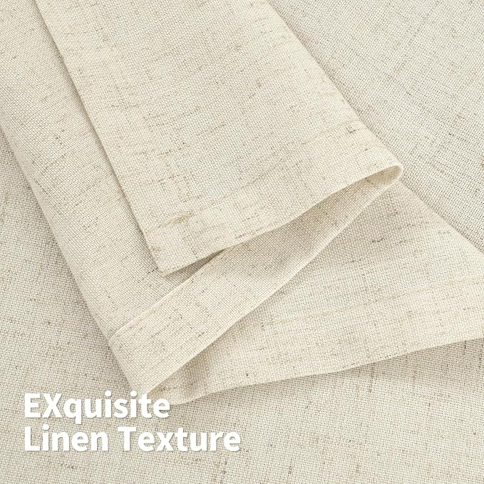 YoungsTex 72 Inch Length Beige Linen Curtains 2 Panels for Living Room, Light Filtering Drapes Semi Sheer with Grommet Rustic Privacy for Country Bedroom, 52 X 72 Inch
