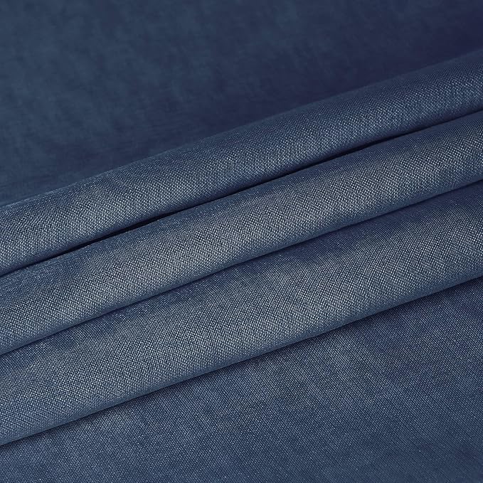 DWCN Navy Blue Sheer Curtains Linen Look Semi Transparent Voile Grommet Curtains for Living Dining Room Drapes 60 x 84 Inch Long, Set of 2 Panels