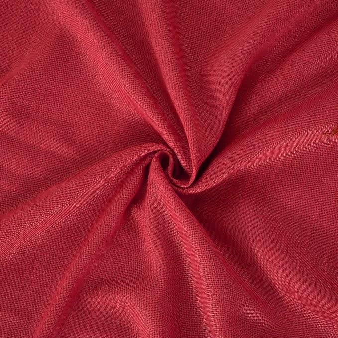BGment Red Linen Curtains for Living Room 84 Inch Length - Semi Sheer Window Drapes Textured with Rod Pocket for Bedroom Decor Lightweight Light Filtering, 2 Panels Set, Each Panel 52 Inch Wide
