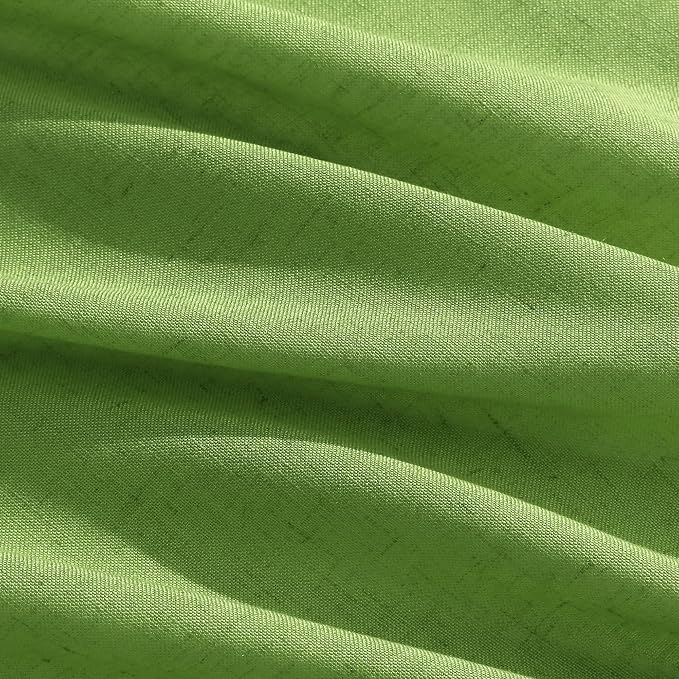 Lime Green Linen Blend Light Filtering Back Tab Curtains 108 Inches Long, Semi Sheer Privacy Drapes for Living Room & Bedroom, 52x108 inch, 2 Panels