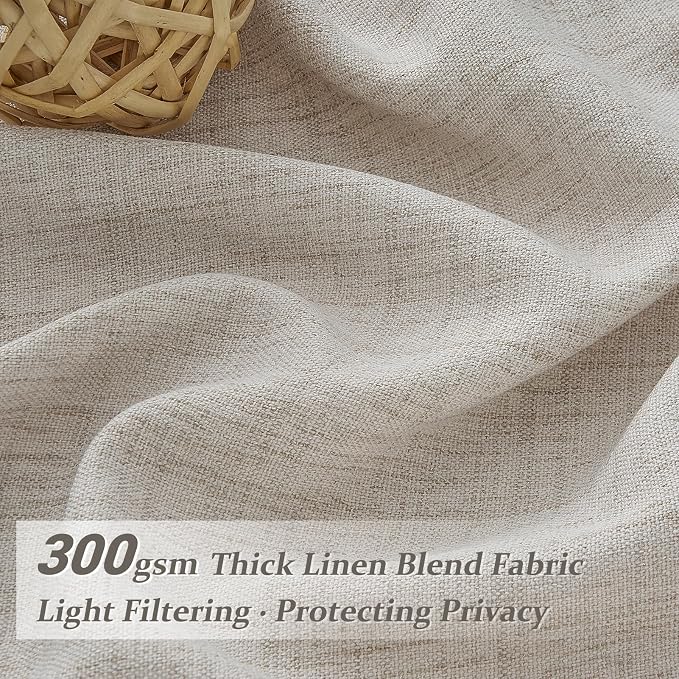 Taupe Pinch Pleated Thick Linen Curtains 90 Inches Long for Living Room, Spring Summer Sheer Greyish Brown Light Filtering Viral Drapes Privacy Window Burg 40 x 90 Inch Length 2 Panels Set Back Tab