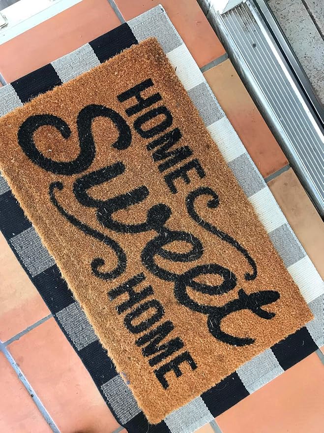 LEVINIS Outdoor Doormat 3×2- Durable and Machine Washable Black and White Outdoor Mat Cotton Farmhouse Porch Rugs Hand-Woven Buffalo Plaid Door Mats for Front Porch Decor