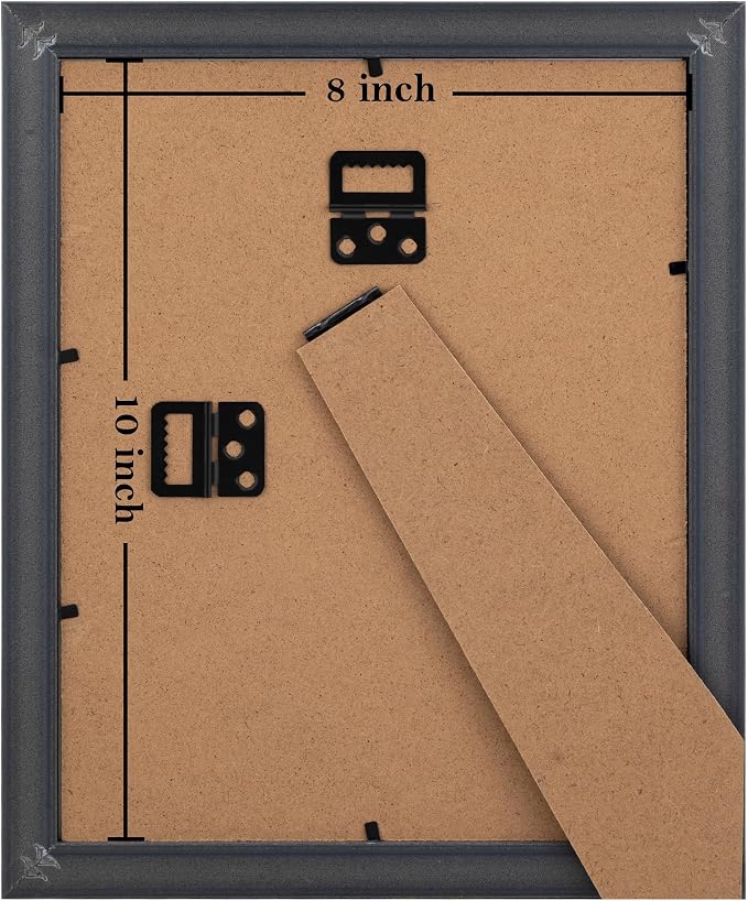 eletecpro 8x10 Vintage Picture Frame, Glass Cover, Black Gold, 2-Pack