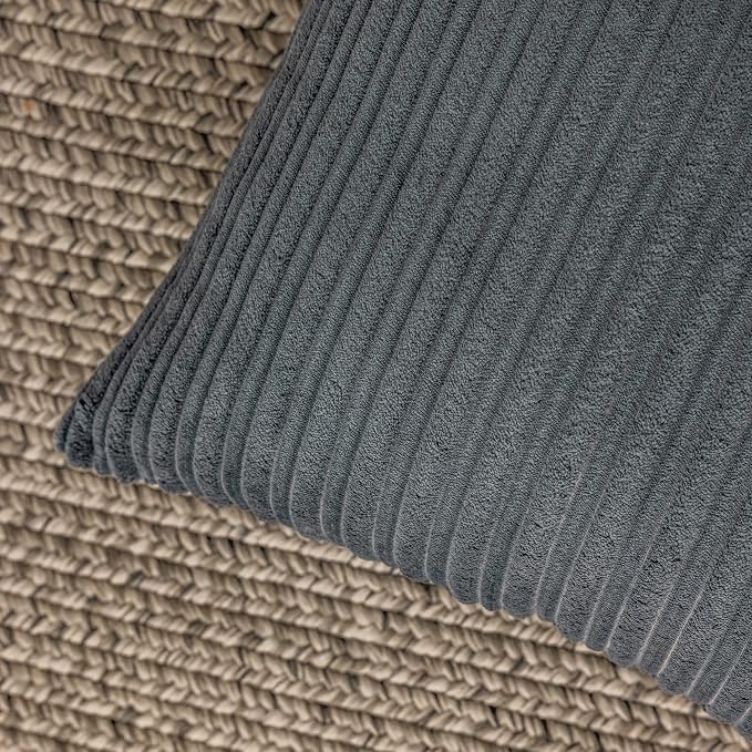 Kevin Textile Striped Corduroy 12”x20” Pillow Covers 2 Pack, Dark Grey