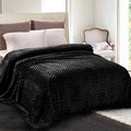 Whale Flotilla Flannel Fleece Bed Blanket Queen Size, Black | Lightweight Breathable Soft Bedspread, Plush Fluffy Coverlet Chevron Design Decorative Blanket for All Season, 90x90 Inch
