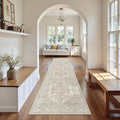 Madane Washable Runner Rugs 2x10 Long for Hallway Kitchen, Beige/Brown | Non-Slip Low-Pile 10ft Rug Runners Soft, Stain-Resistant Floor Carpet Mat for Entrance, Living Dining Laundry Room, Stair