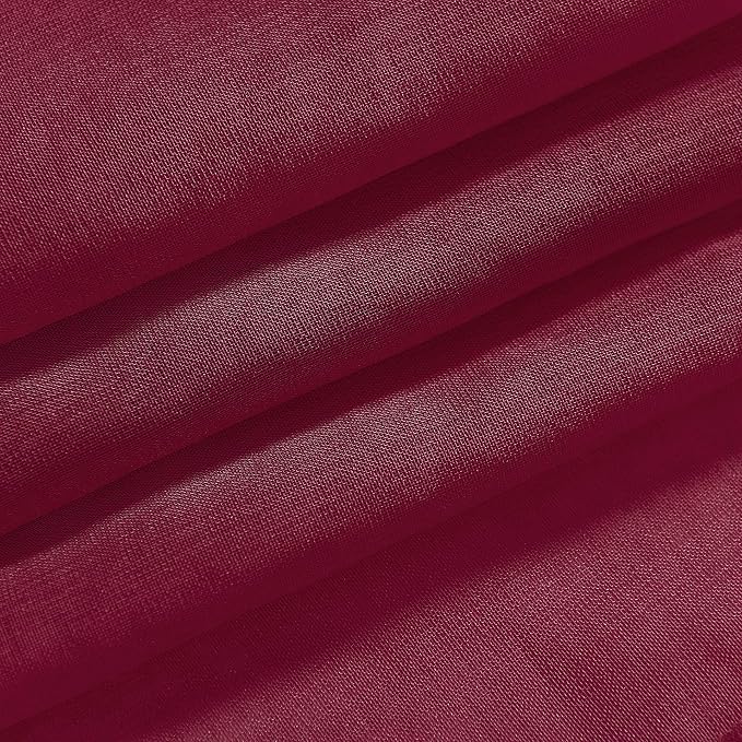 DWCN Burgundy Sheer Curtains, Faux Linen Grommet Window Curtain Voile Sheer Drapes for Living Room Bedroom Thanksgiving Day & Christmas Decor Set of 2 Panels 52 x 45 Inch Long, Burgundy Red