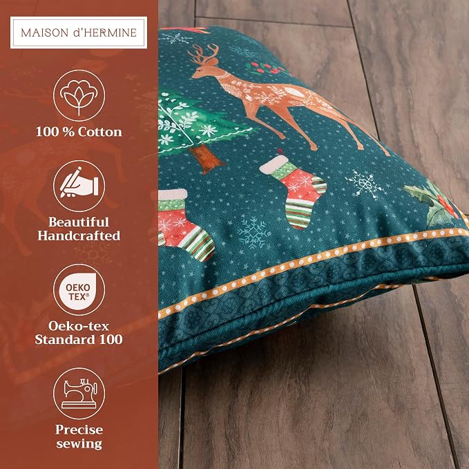Maison d' Hermine Throw Pillow Covers 100% Cotton (18" x 18" - Pack of 1)