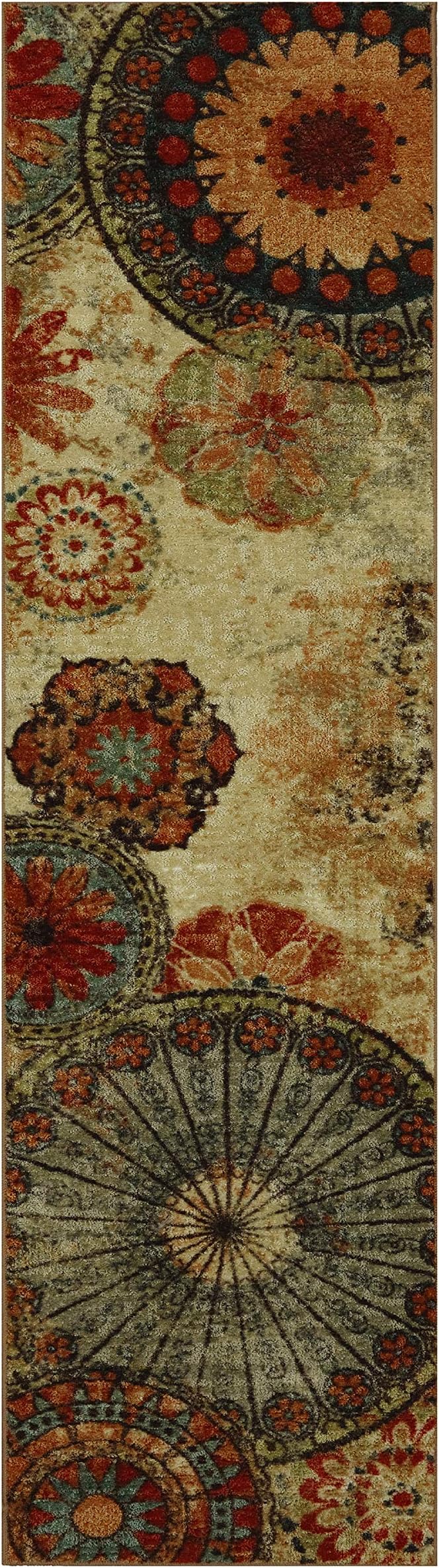 Mohawk Home Caravan Ornamental Floral Medallion 1' 8" x 2' 10" Area Rug - Orange - Perfect for Living Room, Dining Room, Office