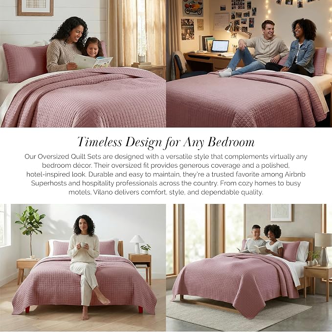 Southshore Fine Living, Inc. Twin Quilt Bedding Set, Soft Brushed Microfiber Quilt, Twin Coverlet Bedspread, Wrinkle & Pet Hair Resistant Bedding, Easy Care, with 1 Pillow Sham, Lavender