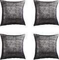 Gyulin Pack of 4,Silver Velvet Throw Pillow Covers 18x18 Inches, Sparkle Silver Foil Print Solid Square Pillow Covers Cushion Covers for Couch Sofa Home Bedroom Decor, Navy Blue