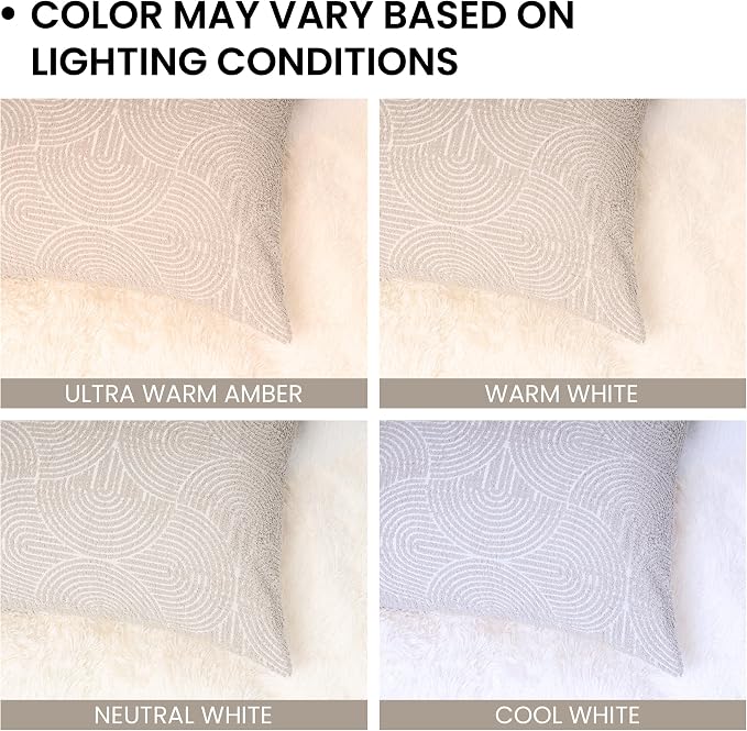 AELS Boho Decorative Textured Throw Pillow Covers 18x18, Modern Mid Century Rainbow Tufted Pillow Case, Farmhouse Rustic Geometric Woven Cushion Case for Bed Couch Sofa, Creamy White