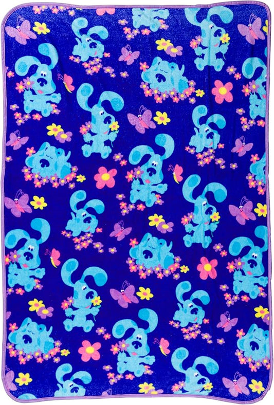 Silver Buffalo Blue's Clues Flowers, Fleece Throw Blanket, 45x60in | Butterflies, Soft and Cozy, 180 GSM