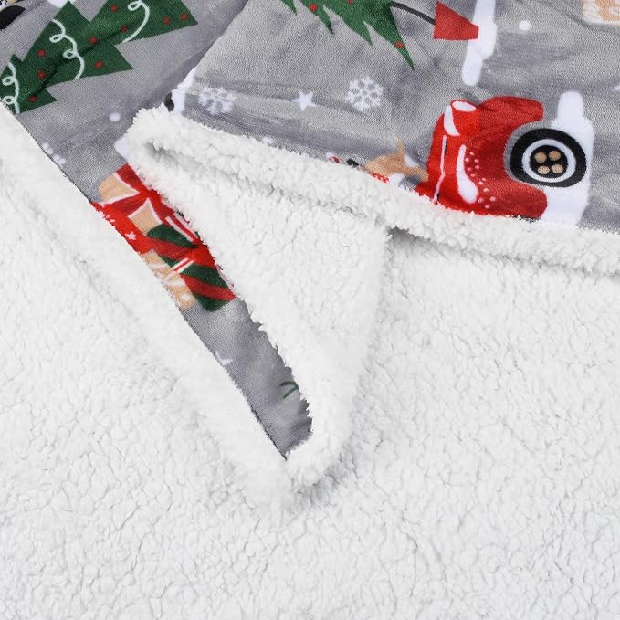 Catalonia Christmas Sherpa Throw Blanket, Xmas Theme Throws, Plush Fleece Couch Blanket |Super Soft, Comfy, Cozy, Fluffy, Warm | 50x60 inch,Truck