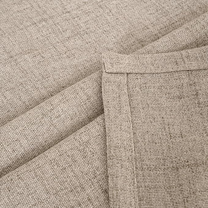 YoungsTex Dark Oatmeal Linen Curtains 63 Inches Long for Living Room Window | ,Semi Sheer Drapes Light Filtering with Rod Pocket Back Tab for Bedroom Farmhouse Rustic Privacy, 2 Panels, 52 X 63 Inch