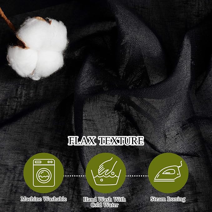 NICETOWN Black Sheer Curtains 84 inches Long, Grommet Semi Sheer Linen Drapes Privacy with Light Through for Bedroom/Living Room, W52 x L84, 2 Panels