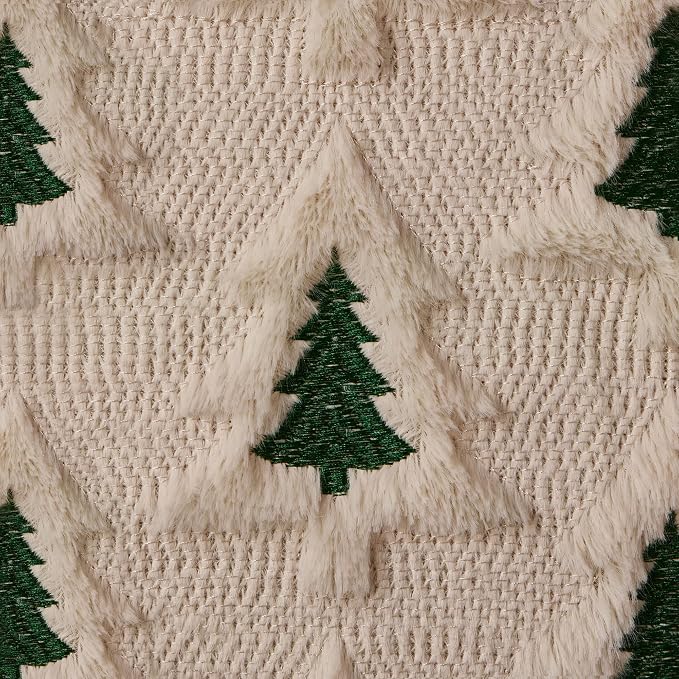 Allorry Christmas Pillow Covers 16x16 Set of 2 Beige Double Xmas Tree Pillow Covers Soft Plush Faux Fur Christmas Decorations for Xmas Winter Holiday Home Bedroom Sofa Cushion Cases PT-008C16